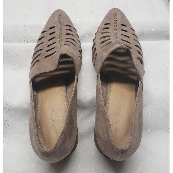 Maurices Bella Faux Suede Slip On Shoes7.5 M Chop Out Pointed Toe Block Heel - Picture 6 of 12